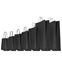 Shopper Twisted - maniglie cordino - 36  x 12 x 41 cm - carta kraft - nero - Mainetti Bags - conf. 25 pezzi