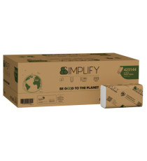 Asciugamani piegati a Z Simplify - 24 x 20,3 cm - goffratura a onda - 17,7 gr - bianco - Papernet - conf. 200 pezzi