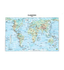 Carta geografica Mondo - scolastica - plastificata - 29,7 x 42 cm - Belletti