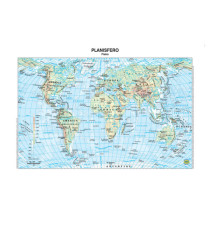 Carta geografica Mondo - scolastica - plastificata - 29,7 x 42 cm - Belletti