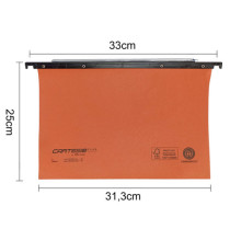 Cartella sospesa Cartesio Plus - cassetto - interasse 33 cm - fondo V - 31,3 x 25 cm - arancio - Bertesi