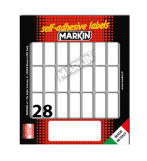 Etichette adesive - in carta - permanenti - 34 x 14 mm - 28 et/fg - 10 fogli - bianco - Markin