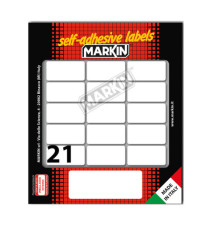 Etichette adesive - in carta - permanenti - 37 x 19 mm - 21 et/fg - 10 fogli - bianco - Markin