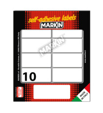Etichette adesive - in carta - permanenti - 58 x 27 mm - 10 et/fg - 10 fogli - bianco - Markin