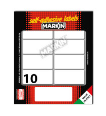 Etichette adesive - in carta - permanenti - 58 x 27 mm - 10 et/fg - 10 fogli - bianco - Markin