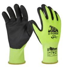 Guanti di protezione FLEX - con polsino giallo - taglia 08 - verde fluo/nero - U-Power