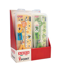 Kit Fancy - forbice temperino righello - colori assortiti - Arda