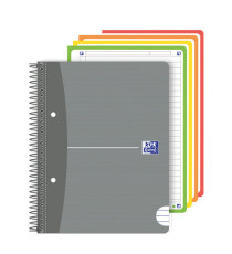 Maxiquaderno spiralato Office Essentials - A4+ - 1 rigo c/margine - 160 pagine - 80 gr - colori assortiti - Oxford