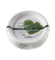 Piatto piano monouso Bio - rotondo - diametro 17,5 cm - cellulosa/canna da zucchero - bianco - Leone - conf. 50 pezzi