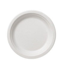 Piatto piano monouso Bio - rotondo - diametro 17,5 cm - cellulosa/canna da zucchero - bianco - Leone - conf. 50 pezzi