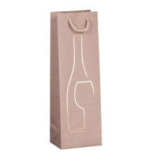 Shopper portabottiglie - con manici in corda - 12 x 37 x 9 cm - avana - Rex Sadoch