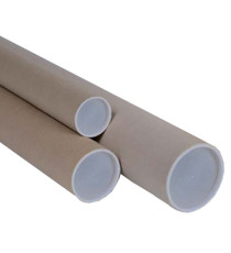 Tubo - con doppio tappo trasparente - diametro 10 cm - H 50 cm - cartone - avana