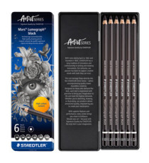 Matita di grafite  tipo carboncino Mars Lumograph Black - 4 gradazioni - Staedtler  - conf. 6 pezzi