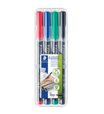 Pennarello Lumocolor Permanent 317 - punta 1,0mm - colori assortiti  - Staedtler - astuccio 4 colori