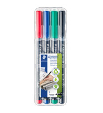 Pennarello Lumocolor Permanent 318 - punta 0,6 mm - colori assortiti - Staedtler - astuccio 4 colori
