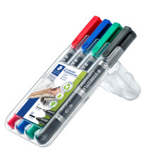 Pennarello Lumocolor Permanent Duo 348 - punta 0,6mm e 1,5mm - colori assortiti - Staedtler - astuccio 4 pezzi
