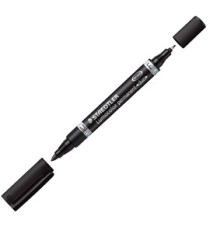 Pennarello Lumocolor Permanent Duo 348 - punta 0,6mm e 1,5mm - nero - Staedtler