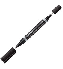 Pennarello Lumocolor Permanent Duo 348 - punta 0,6mm e 1,5mm - nero - Staedtler