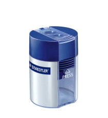 Temperamatite Staedtler - con contenitore - 2 fori - foro Ø 8,2-10,2mm - blu - Staedtler