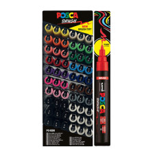Marcatore Posca Brush - punta pennello - colori assortiti - Uni - expo 60 pezzi