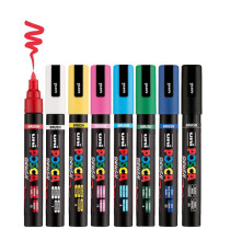 Marcatore Posca Brush - punta pennello - colori assortiti - Uni - expo 60 pezzi