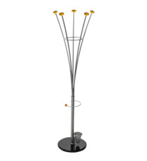 Appendiabiti - con portaombrelli - 5 pomelli - 188 x 38 cm - argento - Alco