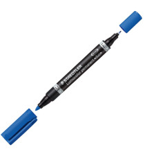 Pennarello Lumocolor Permanent Duo 348 - punta 0,6mm e 1,5mm - blu - Staedtler