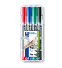Pennarello Lumocolor Permanent Duo 348 - punta 0,6mm e 1,5mm - colori assortiti - Staedtler - astuccio 4 pezzi