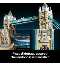 Lego Architecture - Tower Bridge - Lego 21067 con ponti levatoi centrali mobili e veicoli e fiume Tamigi Anni 18+ 3745pz