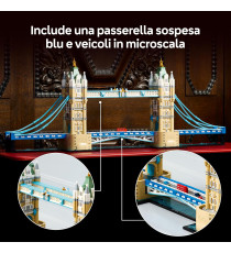 Lego Architecture - Tower Bridge - Lego 21067 con ponti levatoi centrali mobili e veicoli e fiume Tamigi Anni 18+ 3745pz
