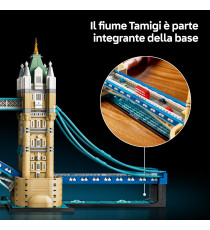 Lego Architecture - Tower Bridge - Lego 21067 con ponti levatoi centrali mobili e veicoli e fiume Tamigi Anni 18+ 3745pz