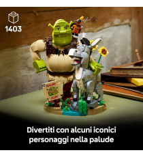 Lego Shrek - Shrek, Ciuchino e Gatto con gli Stivali - Lego 72423 con cartello “Attenzione all’orco” 1403pz Anni 18+