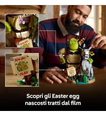 Lego Shrek - Shrek, Ciuchino e Gatto con gli Stivali - Lego 72423 con cartello “Attenzione all’orco” 1403pz Anni 18+