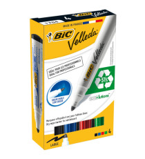 Marcatore Whiteboard Marker Velleda 1701 Recycled Bic - punta tonda 1,5mm - astuccio 4 colori  - Bic