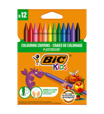 Pastelli Plastidecor - in plastica - colori assortiti - Bic - conf. 12 pezzi