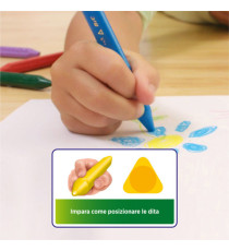 Pastelli Plastidecor Triangle - in plastica - colori assortiti - Bic - conf. 12 pezzi