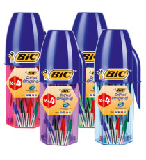 Penna a sfera Cristal Original  - punta 1.0mm - 4 colori classici assortiti - Bic - barattolo 20 pezzi