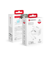 Caricabatterie con Cavo Forcell F-Energy GaN III 60W 2x USB-C PD PPS AVS SFC 2.0 QC4.0 + USB-C 60W 1m Bianco
