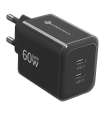 Caricabatterie con Cavo Forcell F-Energy GaN III 60W 2x USB-C PD QC4.0 PPS AVS SFC 2.0 + USB-C 60W 1m Nero