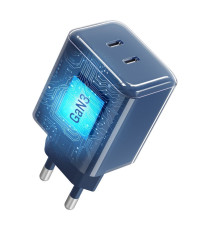 Caricabatterie con Cavo Forcell F-Energy GaN III 60W 2x USB-C PD QC4.0 PPS AVS SFC 2.0 + USB-C 60W 1m Blu Navy