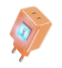 Caricabatterie con Cavo Forcell F-Energy GaN III 60W 2x USB-C PD QC4.0 PPS AVS SFC 2.0 + USB-C 60W 1m Arancione