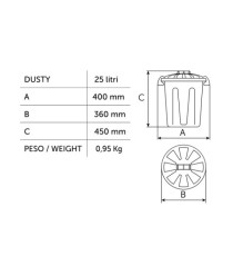 Contenitore portarifiuti Dusty - diametro 36 cm - altezza 45 cm -  25 L - coperchio verde - Mobil Plastic