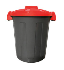 Contenitore portarifiuti Dusty - diametro 36 cm - altezza 45 cm - 25 L - coperchio rosso - nero - Mobil Plastic
