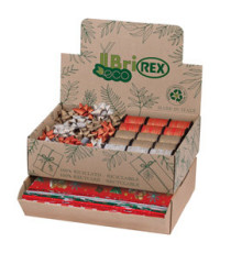 Espositore Ecocarta fantasie natale - carta regalo/stelle/rocchetti - fantasie assortite - Rex Sadoch