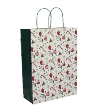 Shopper - maniglie cordino - 26 x 11 x 34,5 cm - carta kraft - Xmas Dream - bianco - Mainetti Bags - conf. 25 pezzi