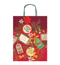 Shopper collezione Tanti Auguri - con manici - 16 x 21 x 8 cm - fantasia natale - Rex Sadoch