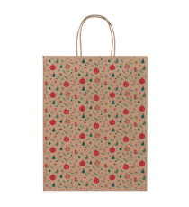 Shopper in carta kraft - con manici - 16 x 21 x 8 cm - fantasia natale - Rex Sadoch