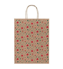 Shopper in carta kraft - con manici - 16 x 21 x 8 cm - fantasia natale - Rex Sadoch