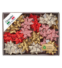 Stelle di nastro ecocarta - 20 mm x diam. 9 cm - fantasie assotite natale - Brizzolari - conf. 36 pezzi
