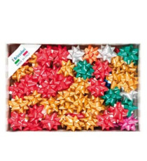 Stelle di nastro liscio 6800 - 14 mm x diam. 6,5 cm - colori natalizi assortiti - Brizzolari - conf. 100 pezzi